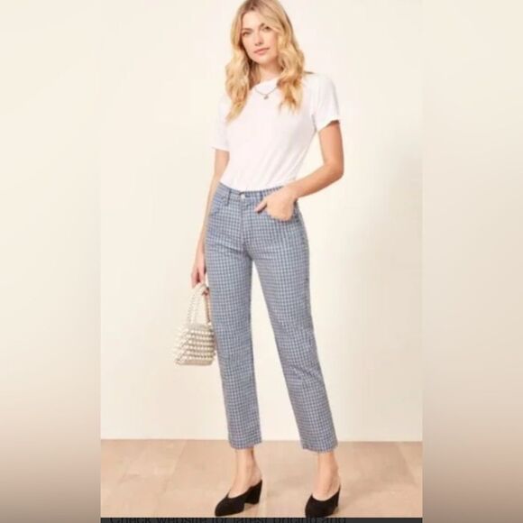 Reformation Valley Plaid Roper Straight Leg Jeans - 26 - Picture 11 of 11